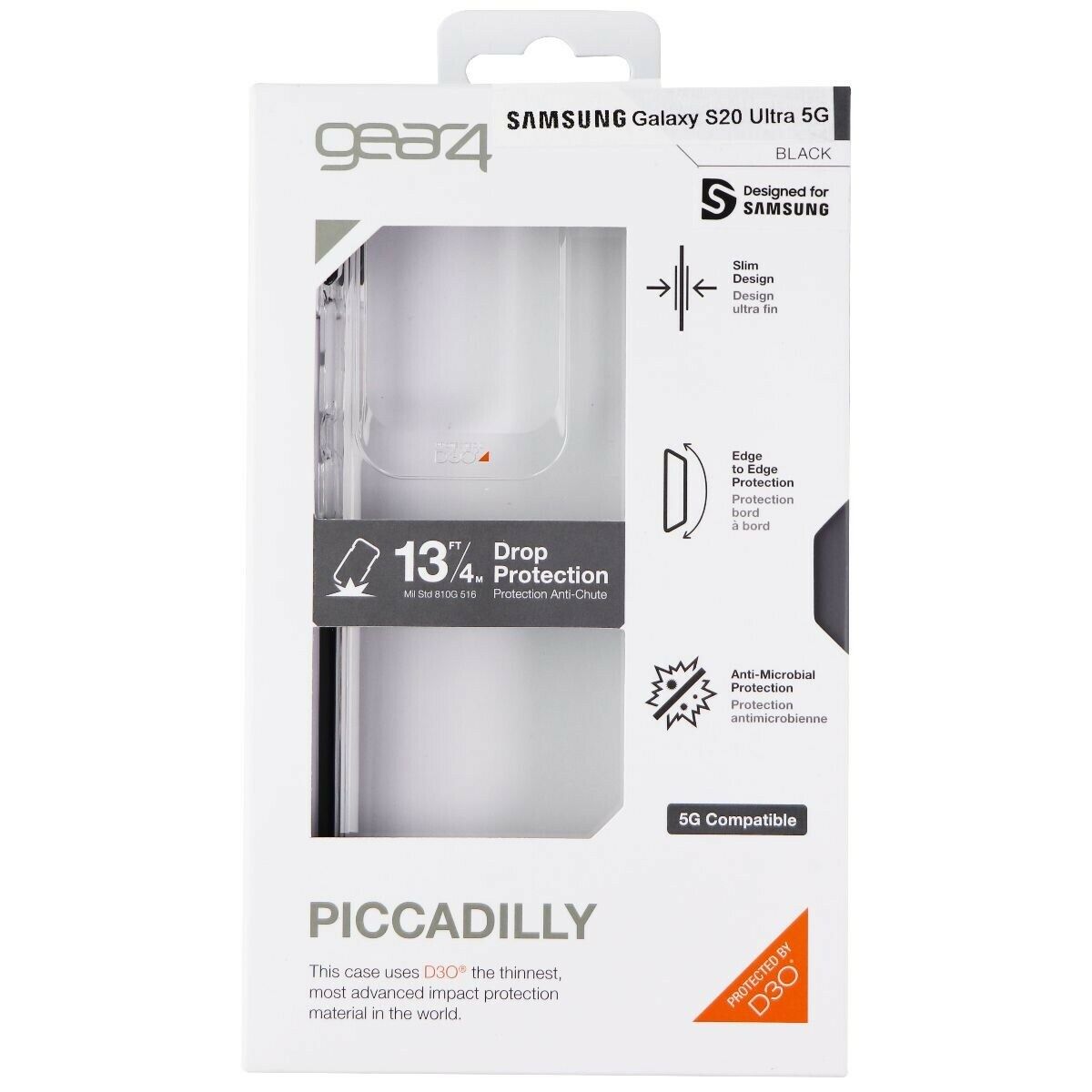 Gear4 Piccadilly Case for Galaxy S20 Ultra 5G Clear/Black