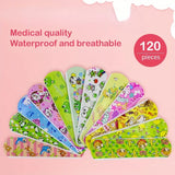 Pack of 120 Cartoon Animal Design Waterproof Breathable Band-Aid Stickers for Scrapes and Scratches