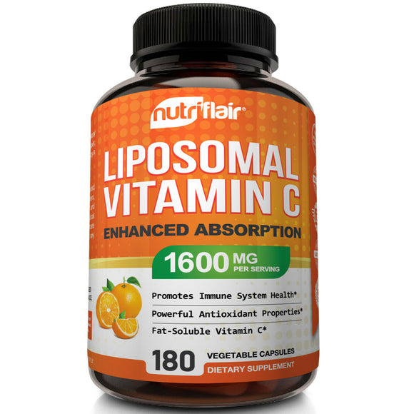 NutriFlair Liposomal Vitamin C 1600mg, 180 Capsules Fat Soluble Vit Supplements